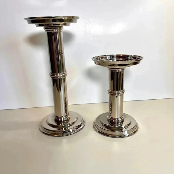 Vintage Silver plated Candle Holders Set of 2 tall and short - Picture 5 of 10